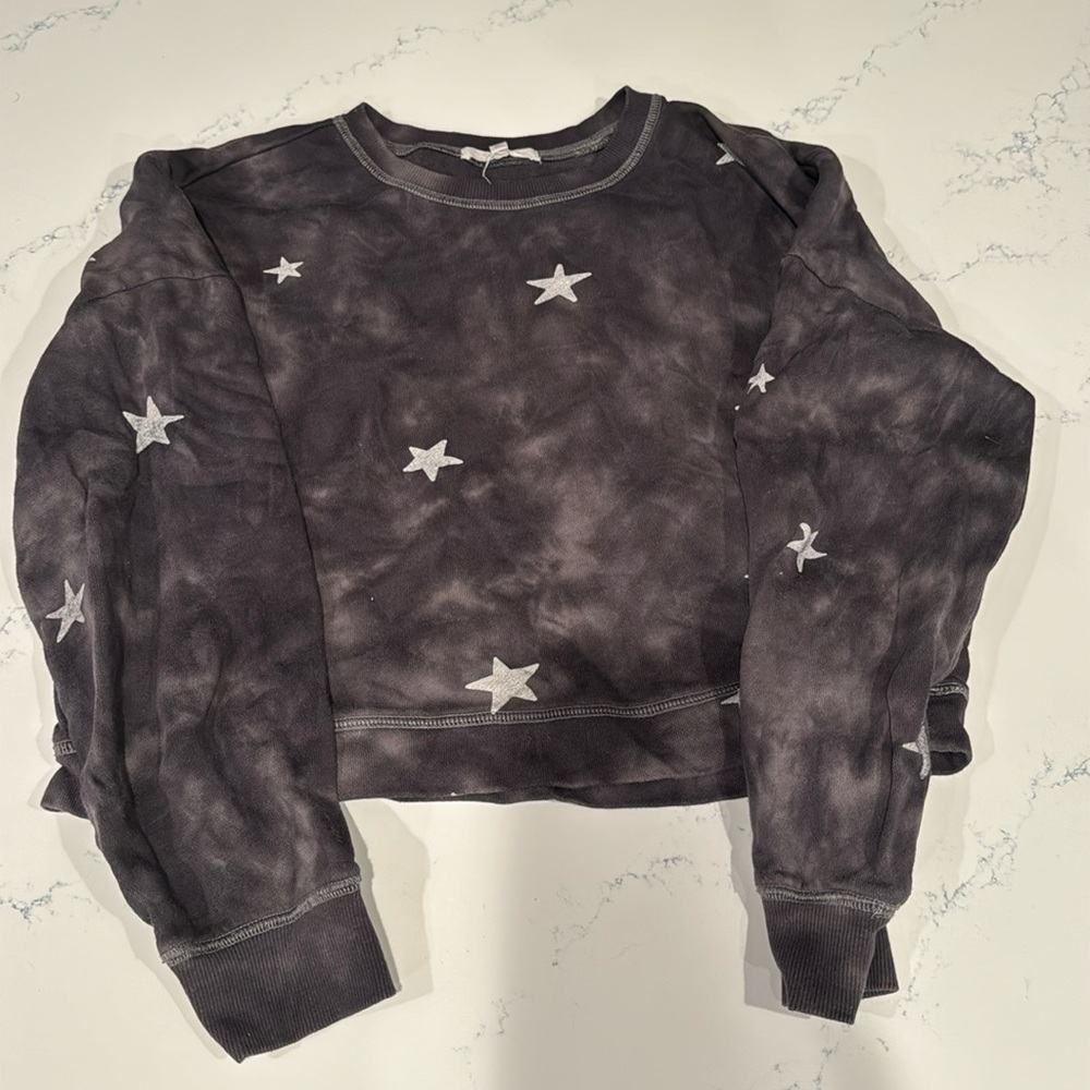 Z supply cropped gray and white star sweatshirt